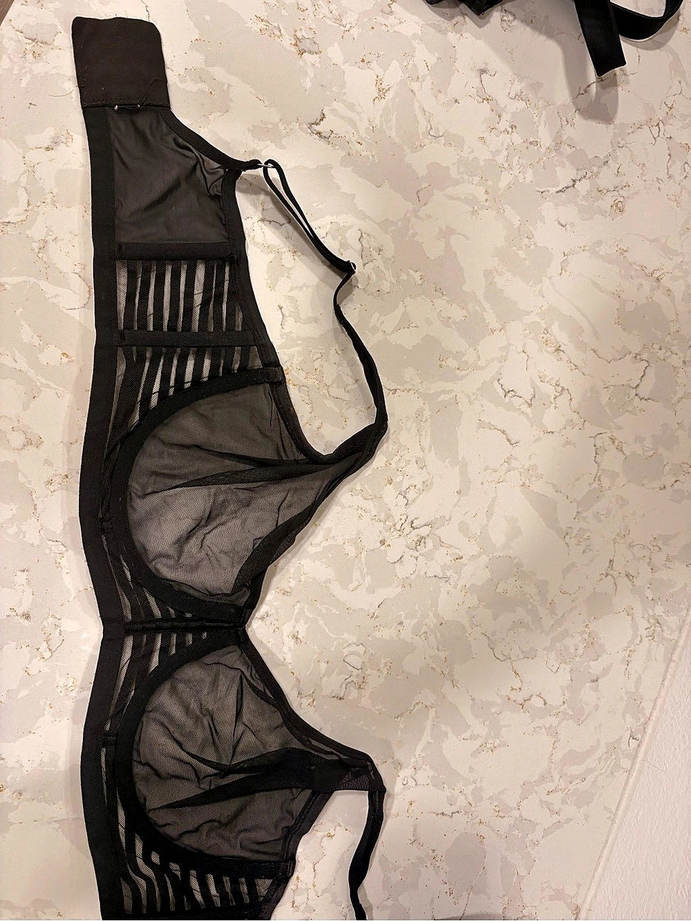 Sheer Victoria’s Secret Sexy Mesh Unlined Longline Bra Black and Panty Set L